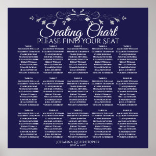 15 Tabel Elegant marineblauw bruiloft Poster