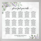 15 Tabel Eucalyptus Lavender Wedding Seating Chart Poster (Voorkant)