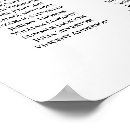 15 Tabel Ivoor White Roses Wedding Seating Chart Poster (Hoek)