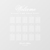 15 Tabel Transparant Wit Script Zittingschema Raamsticker (Vel)