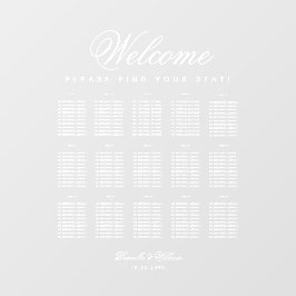 15 Tabel Transparant Wit Script Zittingschema Raamsticker