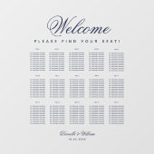 15 Tabel Transparante Zitgrafiek - Blauw Manuscrip Raamsticker (Vel)