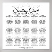 15 Tabel Zilveren Filigree Wedding Seating Chart Poster (Voorkant)