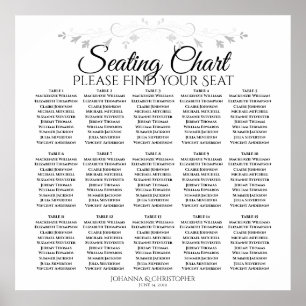 15 Tabel Zilveren Filigree Wedding Seating Chart Poster