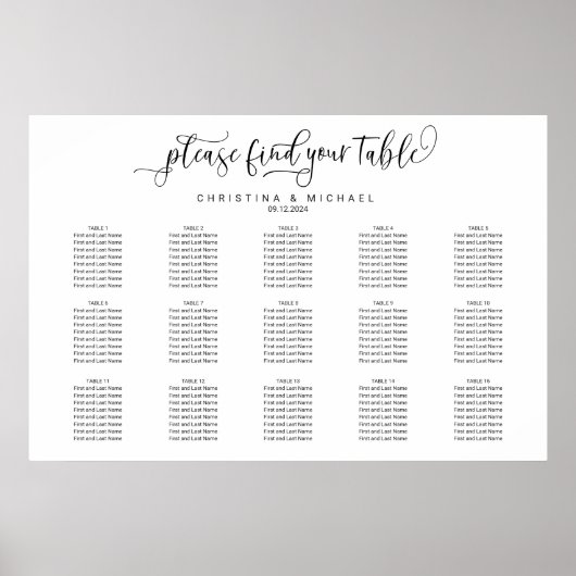 15 Tabellen 120 Gastheer Calligrafie Zitgrafiek Poster (Voorkant)