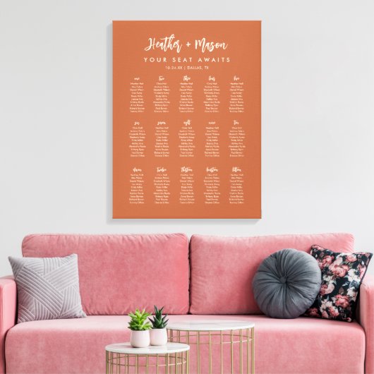 15 Tables Boho Rust Earthy Wedding Seating Chart Canvas Afdruk (Insitu (Woonkamer))