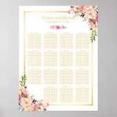 15 Tables Wedding Seating Chart Classy Chic Floral Poster (Voorkant)