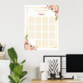 15 Tables Wedding Seating Chart Classy Chic Floral Poster (Thuiskantoor)