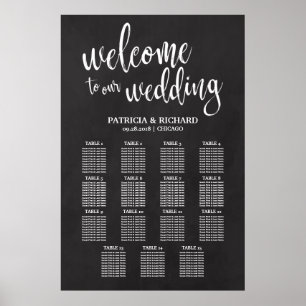 15 Tables Wedding Seating Chart Sign Chalkboard Poster