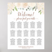 15 Tafel Blush Peach Rozen Wedding Seating Chart Poster (Voorkant)