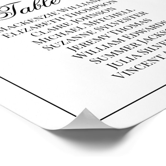 15 Tafel Eenvoudige Elegante Trouwstoel Grafiek Poster (Hoek)