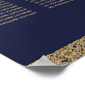 15 Tafel Elegante Marine Blauw Goud Zitting Grafie Poster (Hoek)