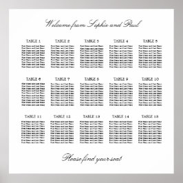 15 Tafel Elegante Minimalistische Zitplaatsindelin Poster