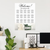 15 Tafel Elegante Witte Rose Bruiloft Zittinggrafi Poster (Thuiskantoor)
