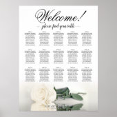 15 Tafel Elegante Witte Rose Bruiloft Zittinggrafi Poster (Voorkant)