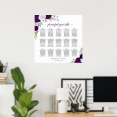 15 Tafel Paarse Rozen Chic Bruiloftstoewijzingskaa Poster (Thuiskantoor)