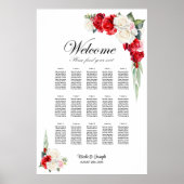 15 Tafel Rood Wit Rose Bloemen Zitting Grafiek Poster (Voorkant)