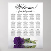 15 Tafel Royal Paars Roos Wedding Seating Chart Poster (Voorkant)
