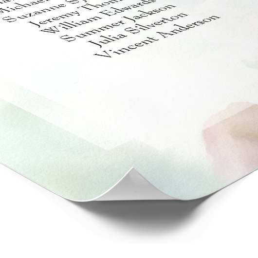 15 Tafel roze rozen en pony Wedding Seating Chart Poster (Hoek)