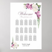15 Tafel Roze Witte Roos Bloemen Zitting Grafiek Poster (Voorkant)