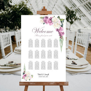 15 Tafel Roze Witte Roos Bloemen Zitting Grafiek Poster