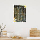 15 Tafel Rustiek Hout ZONNEBLOEMEN FOTO ZITTEN Poster (Keuken)