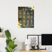 15 Tafel Rustiek Hout ZONNEBLOEMEN FOTO ZITTEN Poster (Thuiskantoor)