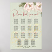 15 Tafel Salie & Blush Bloemen Trouwstoel Zitting Poster (Voorkant)