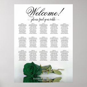 15 Tafel Smaragdgroene Rozen Trouwstoelindeling Gr Poster