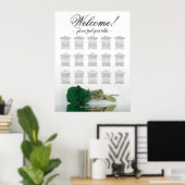 15 Tafel Smaragdgroene Rozen Trouwstoelindeling Gr Poster (Thuiskantoor)