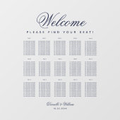 15 Tafel Transparante Zitplaatskaart - Blauwe Scri Raamsticker (Vel)