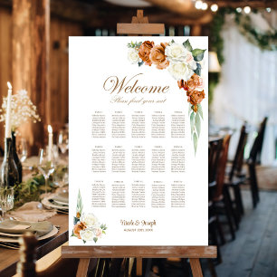 15 Tafel Verbrand Oranje Witte Bloemstukken Stoele Poster