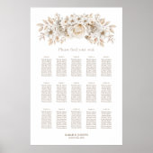 15 Tafel Wit Bloemen Bruiloft Zitkaarten Poster (Voorkant)