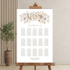 15 Tafel Wit Bloemen Bruiloft Zitkaarten Poster