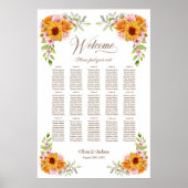 15 Tafel Zonnebloem Roos Trouw Zittijd Chart Poster (Voorkant)
