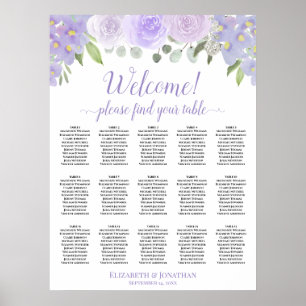 15 Tafellavender Rozen Boho Wedding Seating Chart Poster