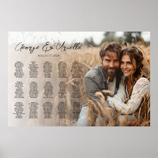 15 Tafels Bruiloft foto zitgrafiek Poster (Voorkant)