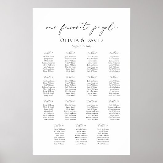 15 Tafels Eenvoudig Onze Favoriete Mensen Zittingk Poster (Voorkant)