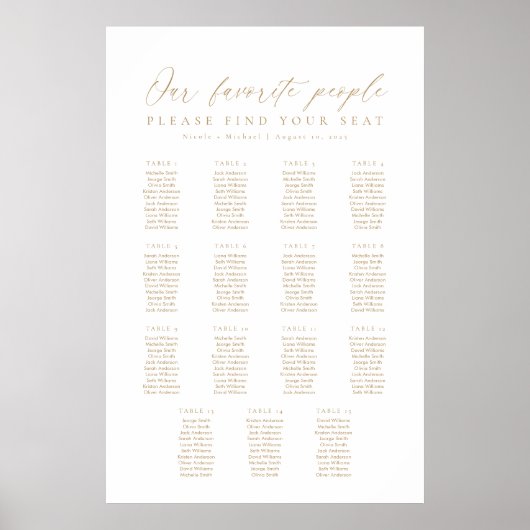 15 Tafels Onze Favoriete Mensen Zittingkaart Poster (Voorkant)