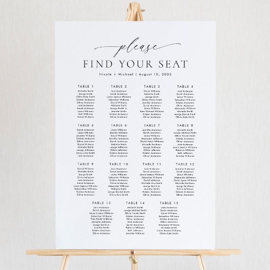 15 Tafels Vind uw Zitplaatskaart Poster