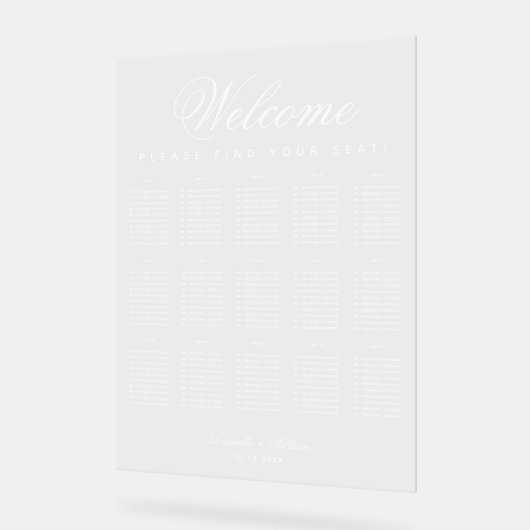 15 Tafels Wit Minimalistisch Bruiloft Zitkaarten Acryl Bord (Hoek)