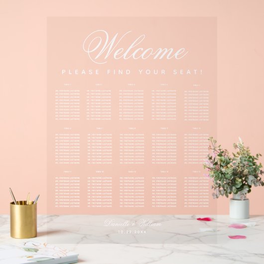 15 Tafels Wit Minimalistisch Bruiloft Zitkaarten Acryl Bord (Huwelijk)