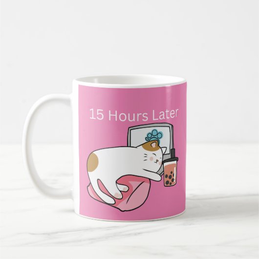 15 uur later Lazy Cat Coffee Mok (Links)