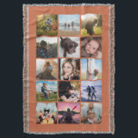 15-vakje fotocollage aandenken terracotta deken<br><div class="desc">15 vierkante foto lay-out fotocollage werpdeken perfect voor je instagram foto's,  met op maat gemaakte kleur kaders. Maakt een leuk kerstcadeau of aandenken voor een student! Meer kleuren beschikbaar in mijn winkel.</div>