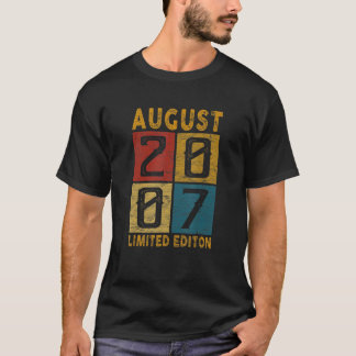 15 Verjaardag Augustus 2007 Geboren in 2007 15 jaa T-shirt