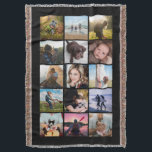 15 Vierkante Fotocollage Aandenken Zwart Deken<br><div class="desc">15 vierkante foto lay-out fotocollage werpdeken perfect voor je instagram foto's,  met zwarte lijsten. Maakt een leuk cadeau voor de feestdagen of een aandenken voor een student! Meer kleuren beschikbaar in mijn winkel.</div>