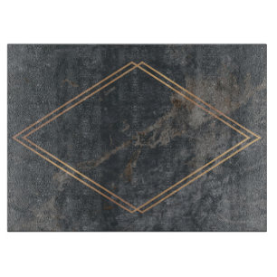 15" x 11"  Grijs marmeren glazen snijplank 