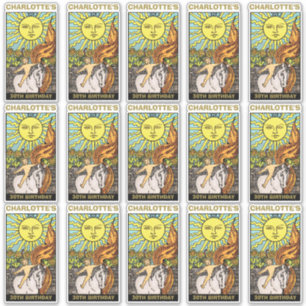 15 x 30e Verjaardag Zon Tarot Kaart Naam & Foto Sticker