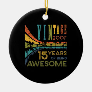 15 Year Old Birthday Vintage 2017 15th Birthday Keramisch Ornament