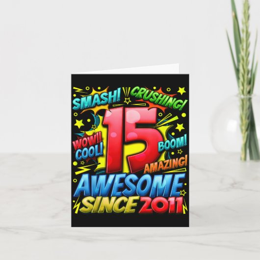 15 Year Old For Boys 15th Birthday Boy 15 Year Old Kaart (Voorkant)